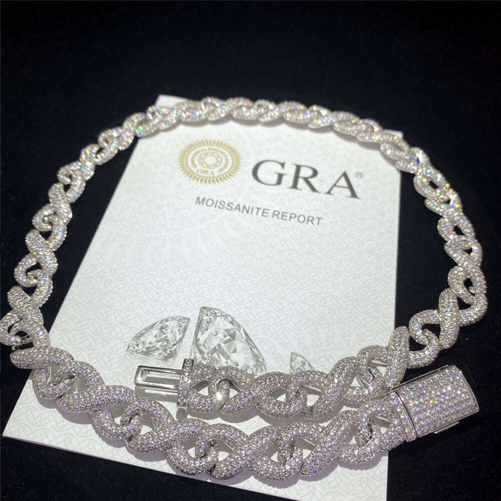 Full Iced Out Classic Box Clasp Moissanite Cuban Link Chain Fine Hip Hop Men Jewelry S925 Cuban Necklace Bling Diamond Chain