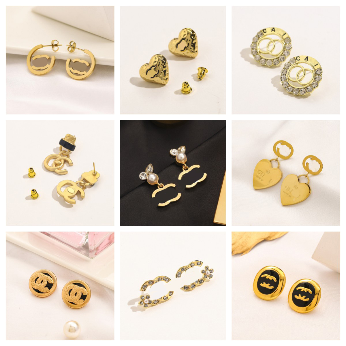 Gold Plated Hoop Designer Earrings Brand Letter Stud Earring Chain Geometric Women Jewelry Accessories 20 Style