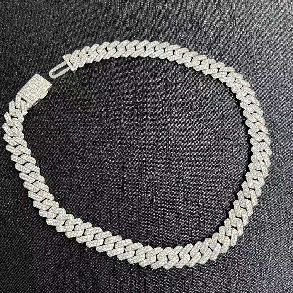 Moissanite Jewelry 925 Silver Vvs Moissanite 12mm Cuban Chain Necklace