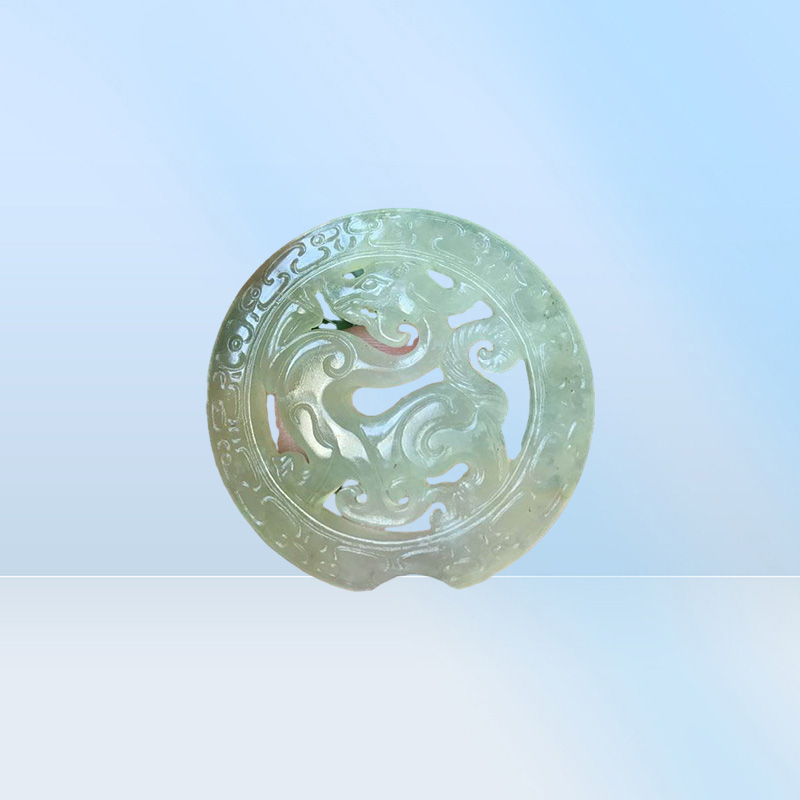 China Xiu Jade Stone Carved Fu foo Dog Lion Amulets longevity Luck Jade pendant3878844