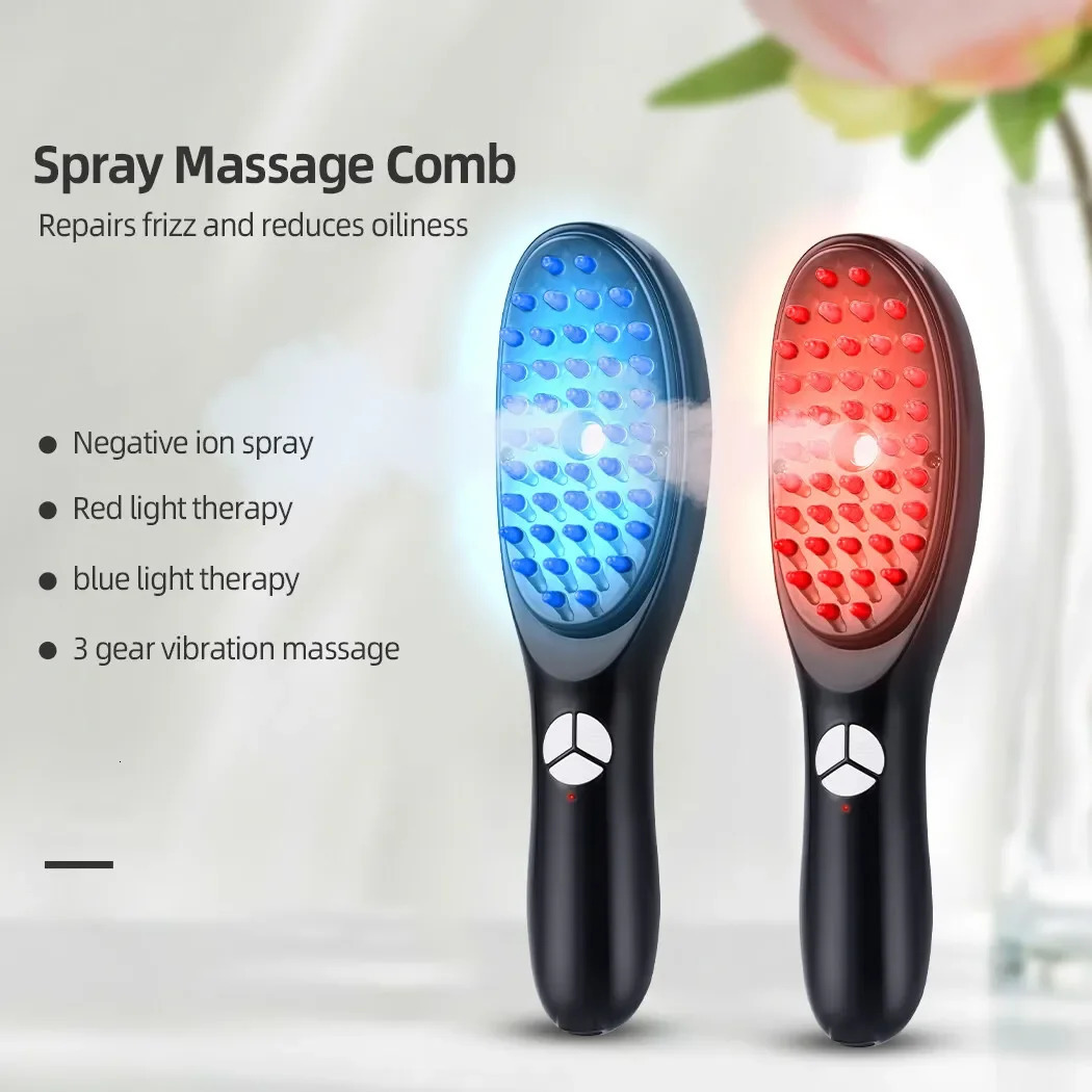 Electric Head Massage Comb Scalp Head Meridian Massager Health Care Anti Hair Loss Scalp Brush Negative Ion Spray Hair Growth 231227