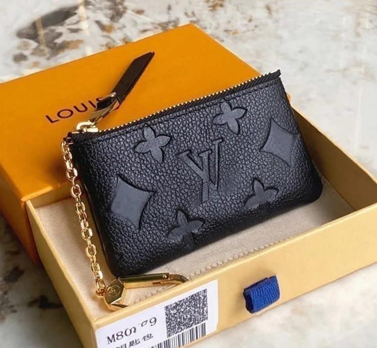 Luxury Designer Keychain pouch Leather coin purse Fashion Zipper pocket Charm Bag Keychains Key Ring Accessories