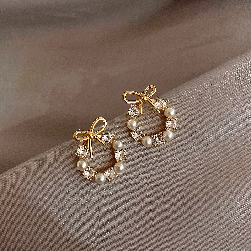 20Pair/Lot Fashion 925 Sterling Silver Needle Heart Pearl Rhinestone Stud Earrings For Women Mix Style Geometric Jewelry Party 231227
