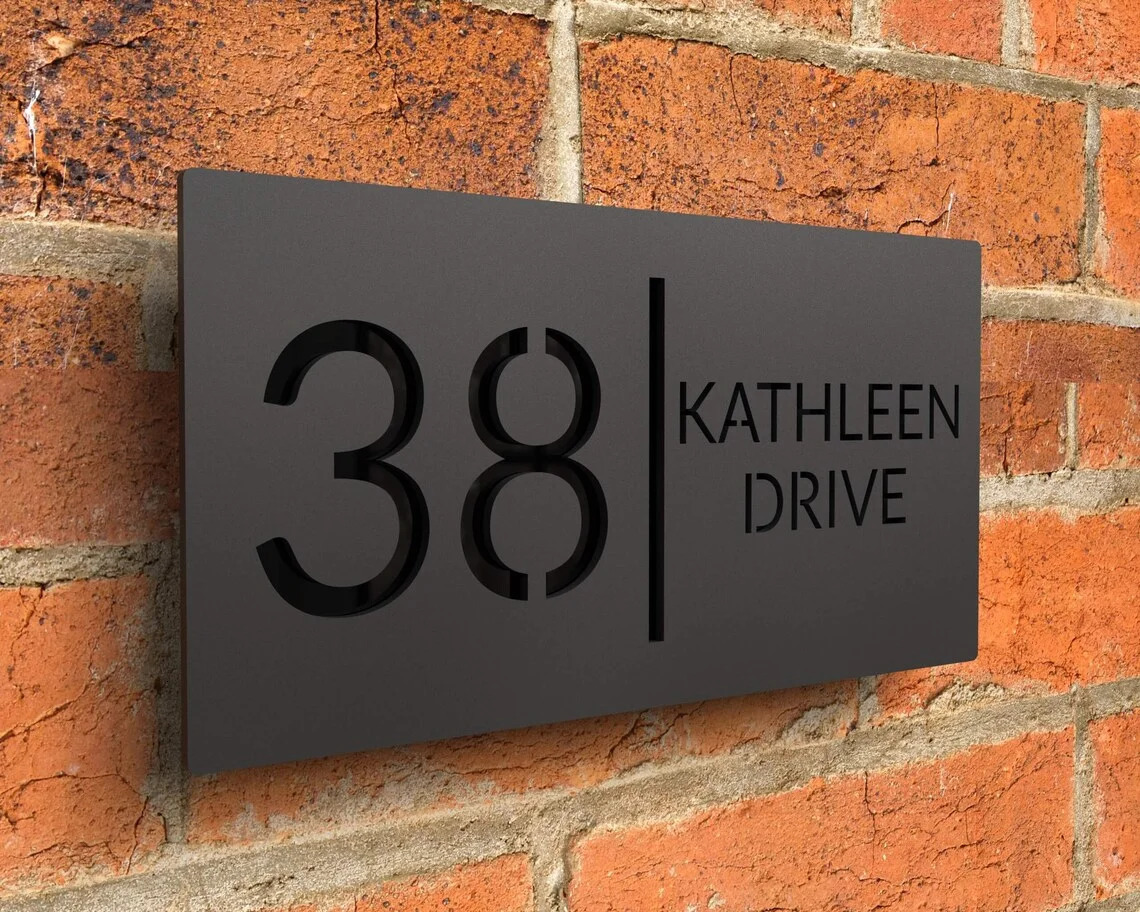 Custom Laser Cut 28/40/45cm Acrylic Matte Modern 3D Floating House Number sign Outdoor Street Family Name Plates Drop 231226