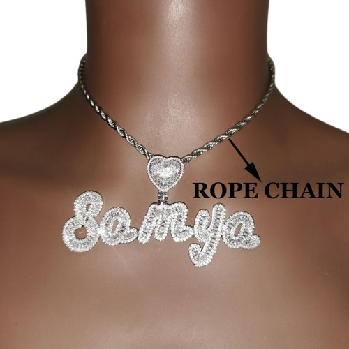 Grandbling Custom Name Necklace with Heart rhinestones Cuban Chain Word Iced Out CZ Personalized Hiphop Jewelry 220722204d