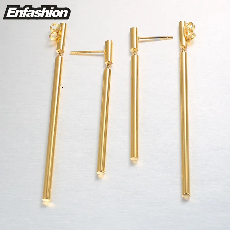 Enfashion Jewelry Double Long Earrings Dangle Earring Rose Gold color Earings Stainless Steel Drop Earrings For Women Wholesale 231227