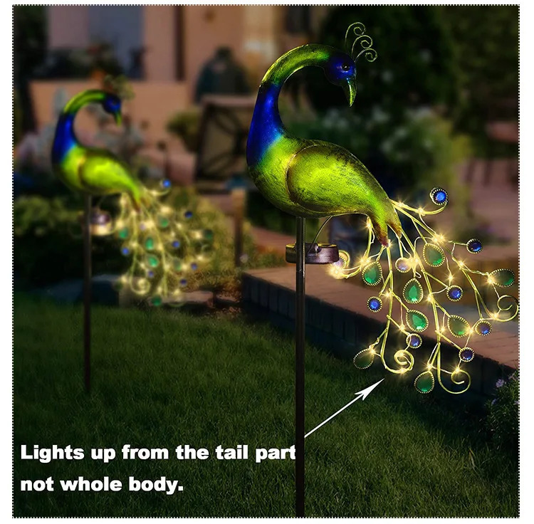 Solar Powered LED Lawn Light Peacock Waterproof Fairy Garden Decor Lamp For Pavilion Yard Landscape Lights 231227