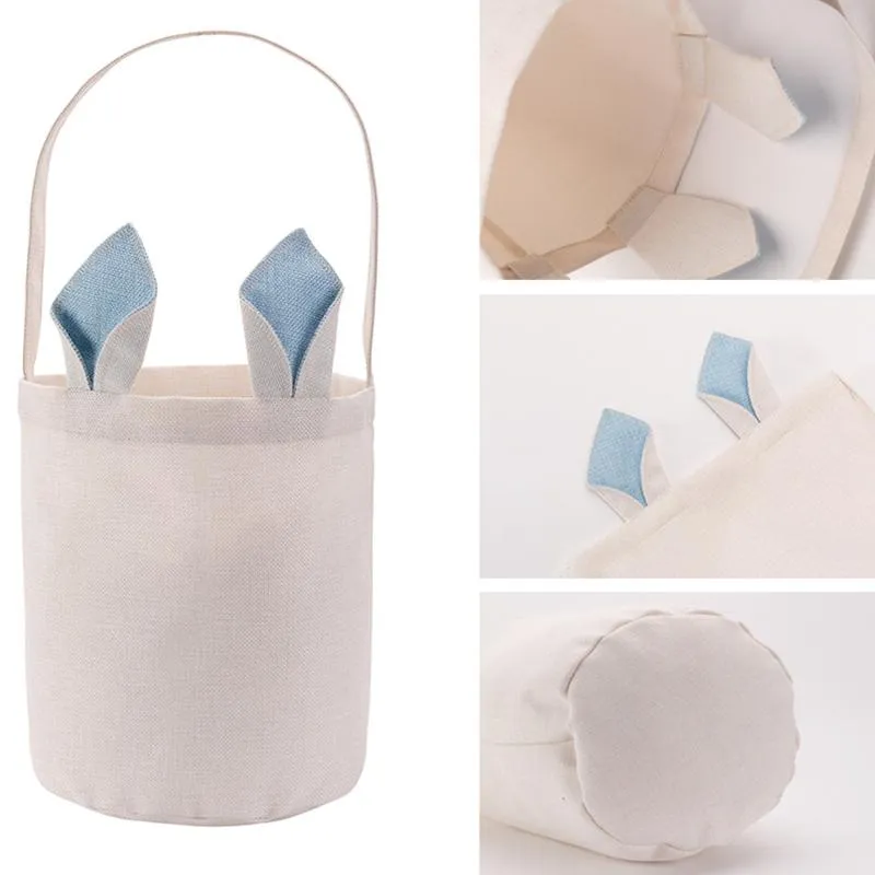 Sublimation Easter Bucket Festive DIY Blan Bunny Basket Portable Outdoor Shopping Bag With Rabbit Ears Cpa4210 2024