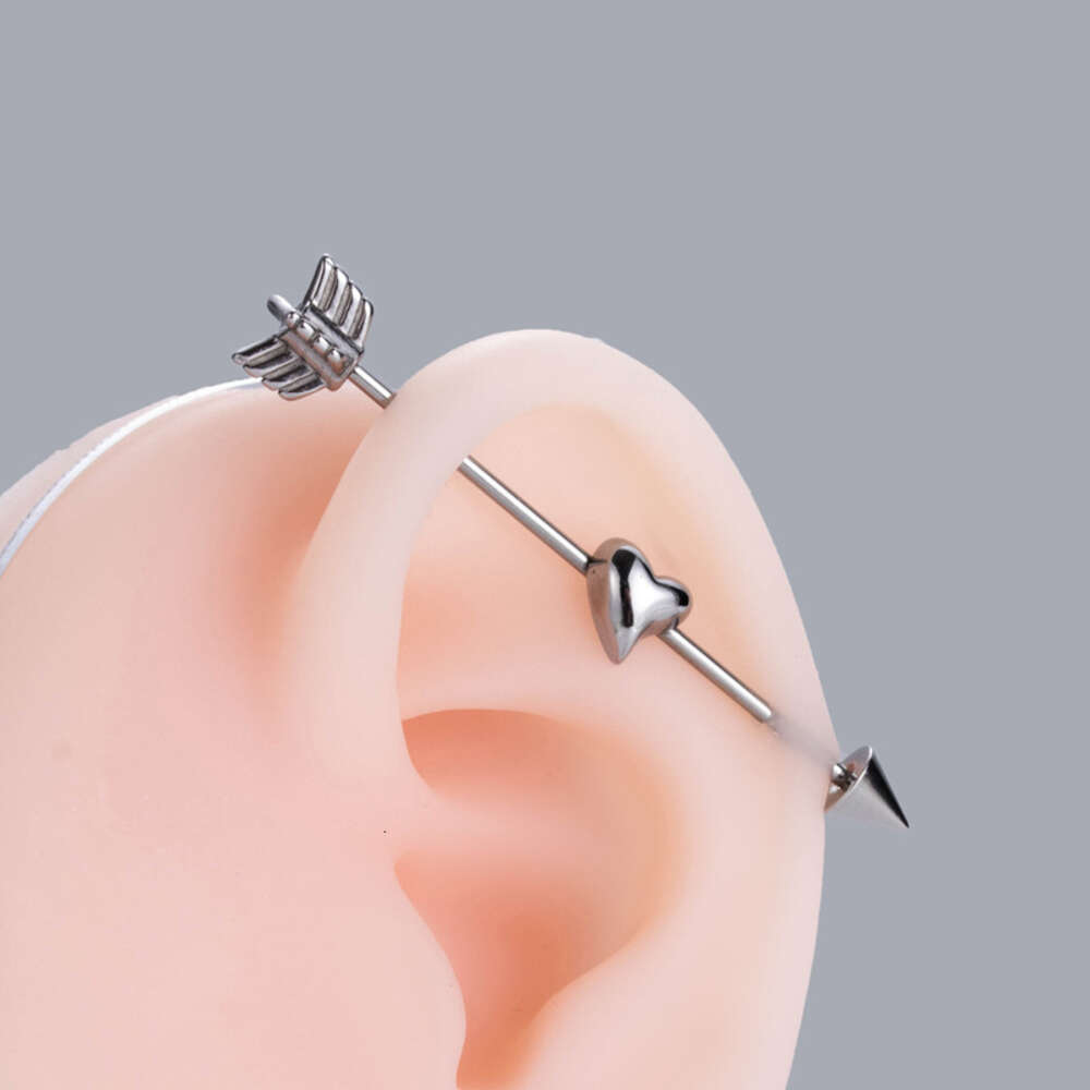 Industrial Surgical Stainless Steel Straight Barbell Helix Ear Bar Ball Cartilage Earring Stud 1.2 Screw Love Snake Ear Bridge Piercing Wolf Tide Body