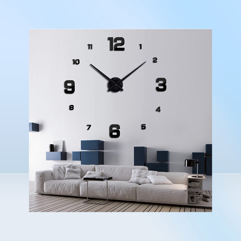 new arrival 3d real big wall clock modern design rushed Quartz clocks fashion watches mirror sticker diy living room decor 2011182584351