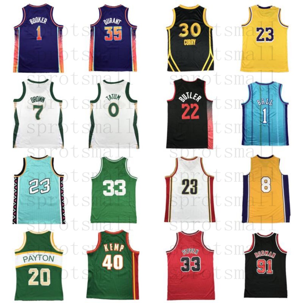 Men Stephen Curry Kids Basketball Jersey Michael Jimmy Butler LeBron Youth LaMelo Ball Dennis Rodman Scottie Pippen Devin Booker Kevin Durant Bryant Payton Kemp