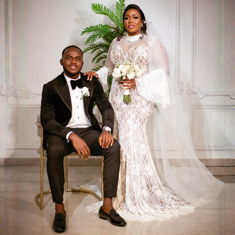 Mermaid Wedding Dress for Btide Plus Size Illusion Trumpet Bridal Dresses High Neck Long Sleeves Pearls Lace Mermaid Marriage Gowns for African Black 