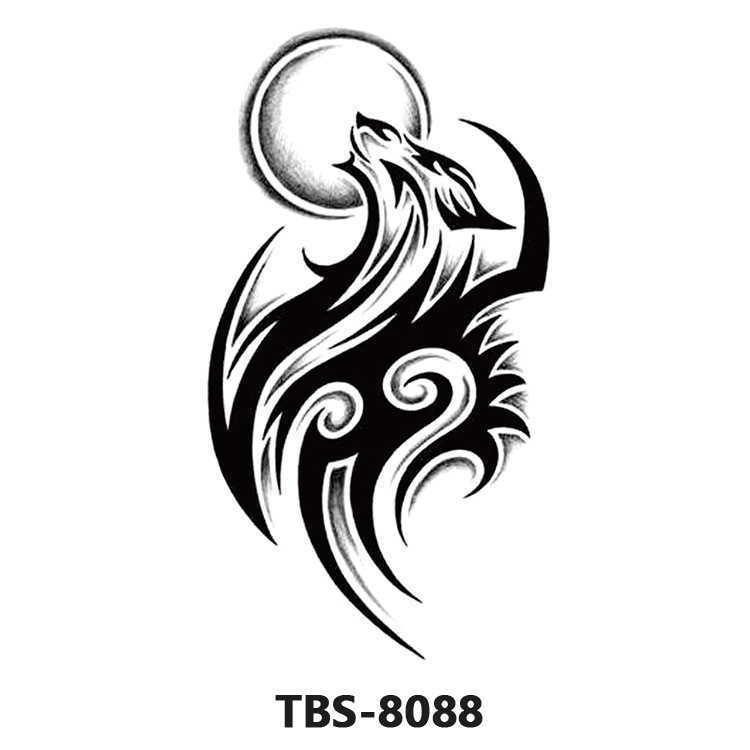 Personalized black and white colored totem tattoo sticker, waterproof durable small flower arm animal tattoo, temporary chest