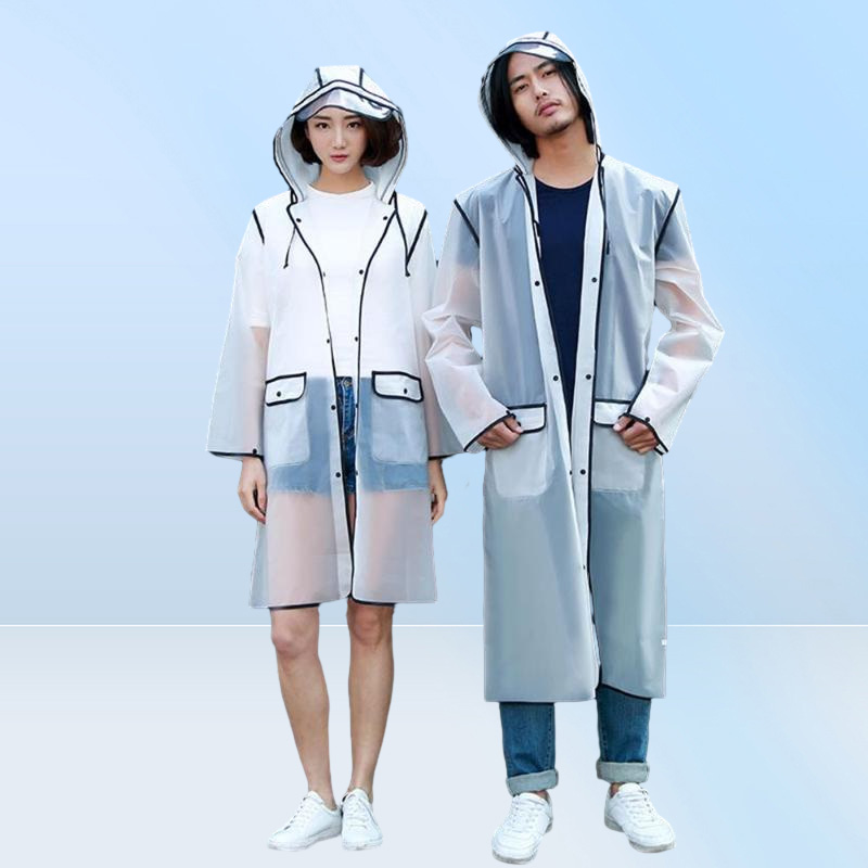 Raincoats Rain Coat Hood Waterproof Rainwear Adult Emergency Transparent EVA Unisex Poncho Hooded Cover Raincoat15058905