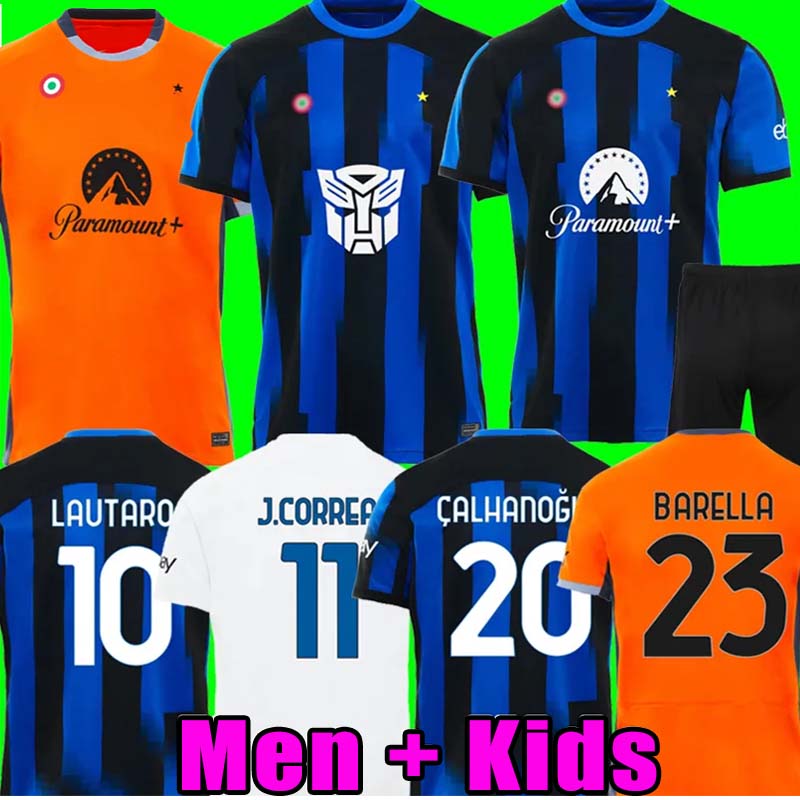 BARELLA soccer jersey 23 24 LAUTARO INTERS CORREA THURAM ACERBI Home away THIRD MILANS UNIFORMS football shirt 2023 2024 men kids kit TRANSFORMERS SPECIAL EDITION