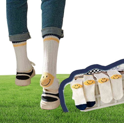 2 Pack KAPITAL Middle Tube Socks Men039s Women039s Face Cotton Socks Casual KAPITAL Knitted Socks T220804