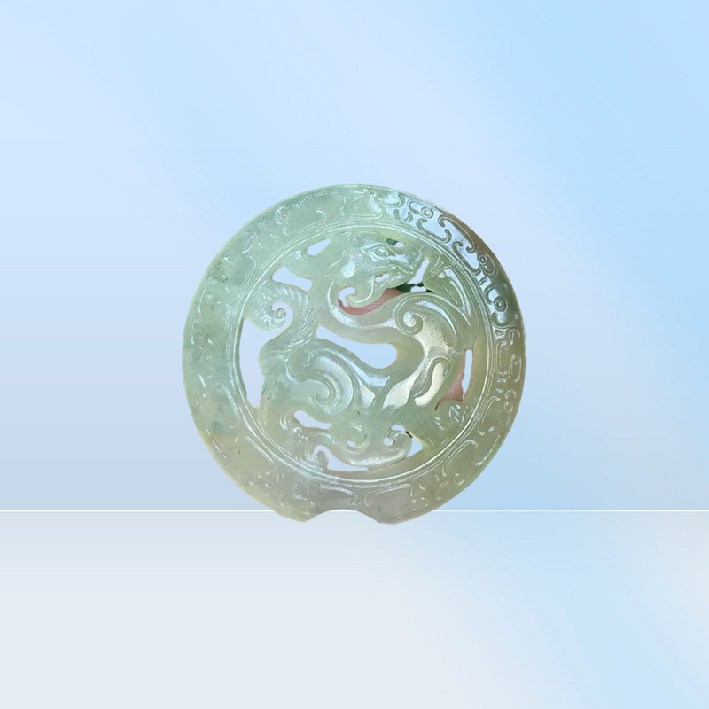 China Xiu Jade Stone Carved Fu foo Dog Lion Amulets longevity Luck Jade pendant