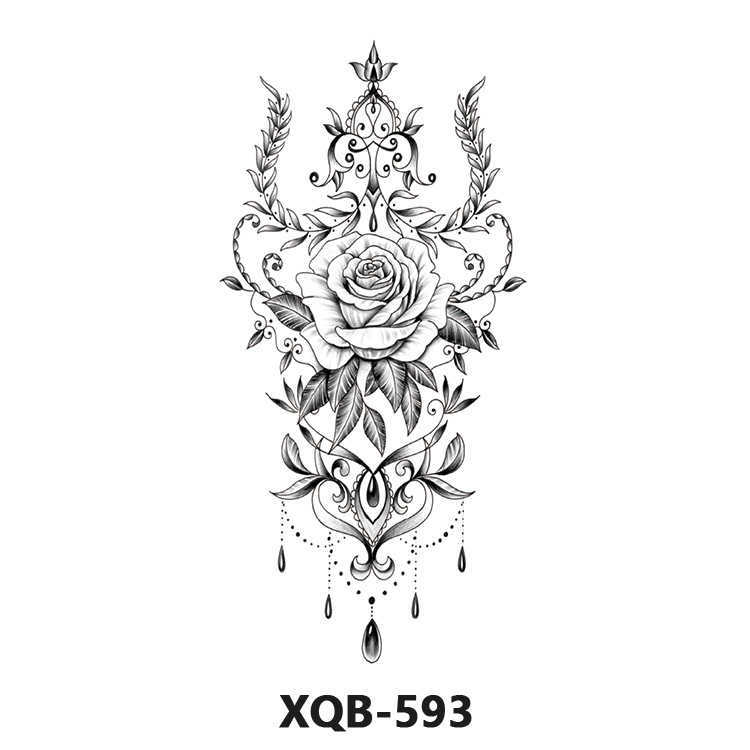 Half arm and small tattoo paste black white flower series