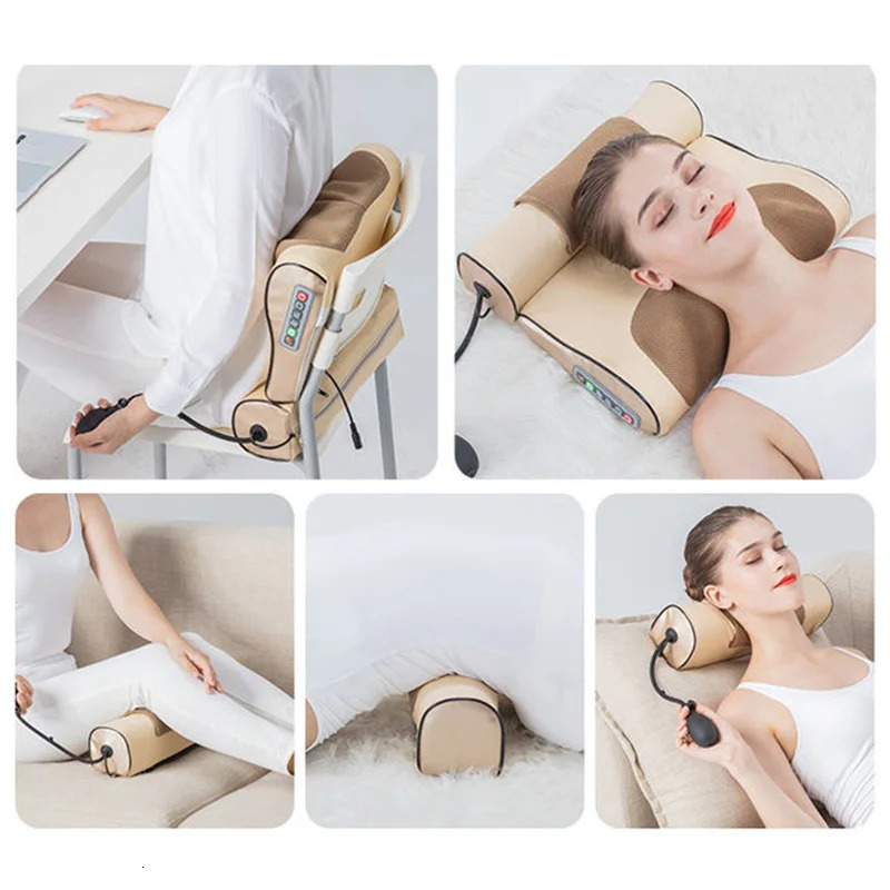 Neck Massage Pillow Electrical Cervical Traction Massager Wormwood Compress Relief Back Shoulder Pain Body Health 231227