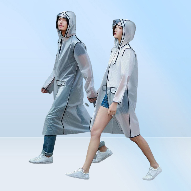 Raincoats Rain Coat Hood Waterproof Rainwear Adult Emergency Transparent EVA Unisex Poncho Hooded Cover Raincoat15058905