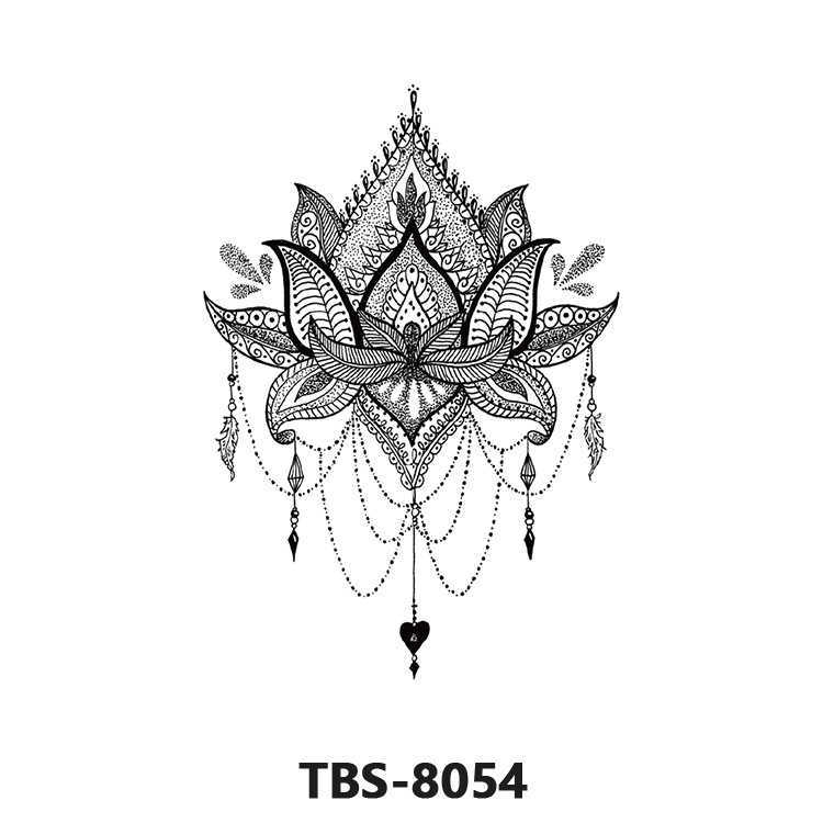 Personalized black and white colored totem tattoo sticker, waterproof durable small flower arm animal tattoo, temporary chest