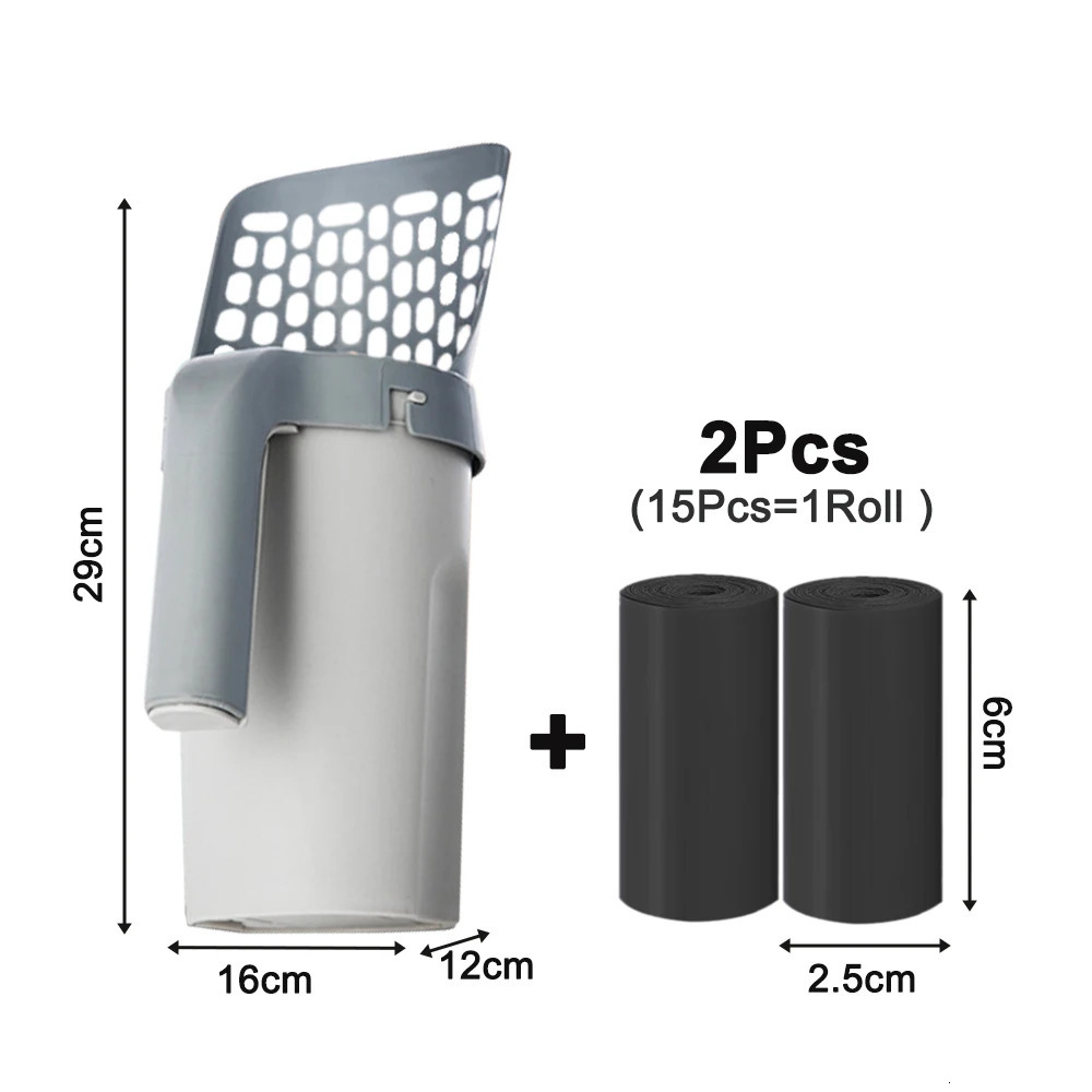 Cat Litter Shovel Scoop with Refill Bag For Pet Filter Clean Toilet Garbage Picker Supplies Box Self Cleaning 231226