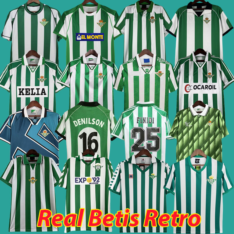 Retro REAL Betis 1976 1977 1993 1994 1995 1996 1997 1998 Soccer Jerseys 76 77 94 95 96 97 98 02 03 04 FINIDI ALFONSO Classic Vintage BETIS JOAQUIN DENILSON Football Shirts