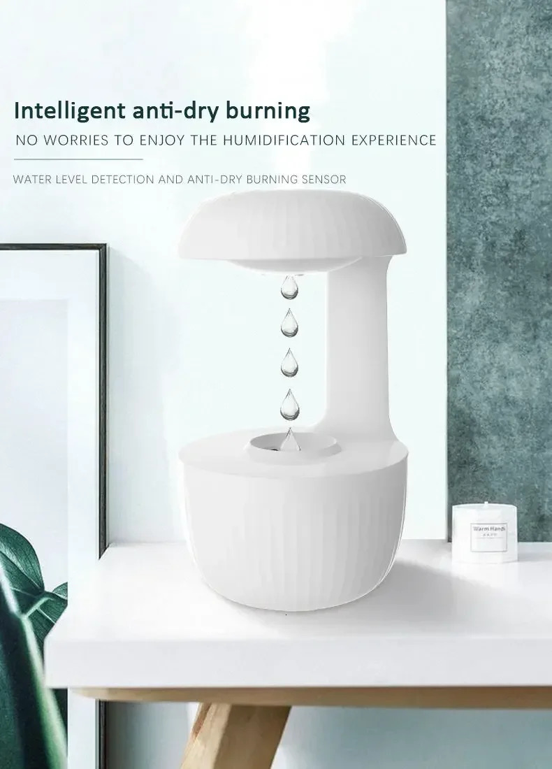 600ml Water Drop Humidifier Essential Oil Aromatherapy Diffuser Home Office Desktop Mute Ultrasonic Sprayer 231226