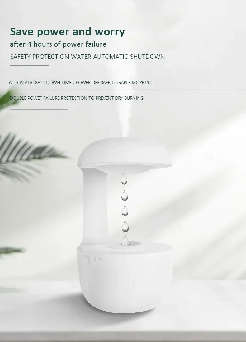 600ml Water Drop Humidifier Essential Oil Aromatherapy Diffuser Home Office Desktop Mute Ultrasonic Sprayer 231226