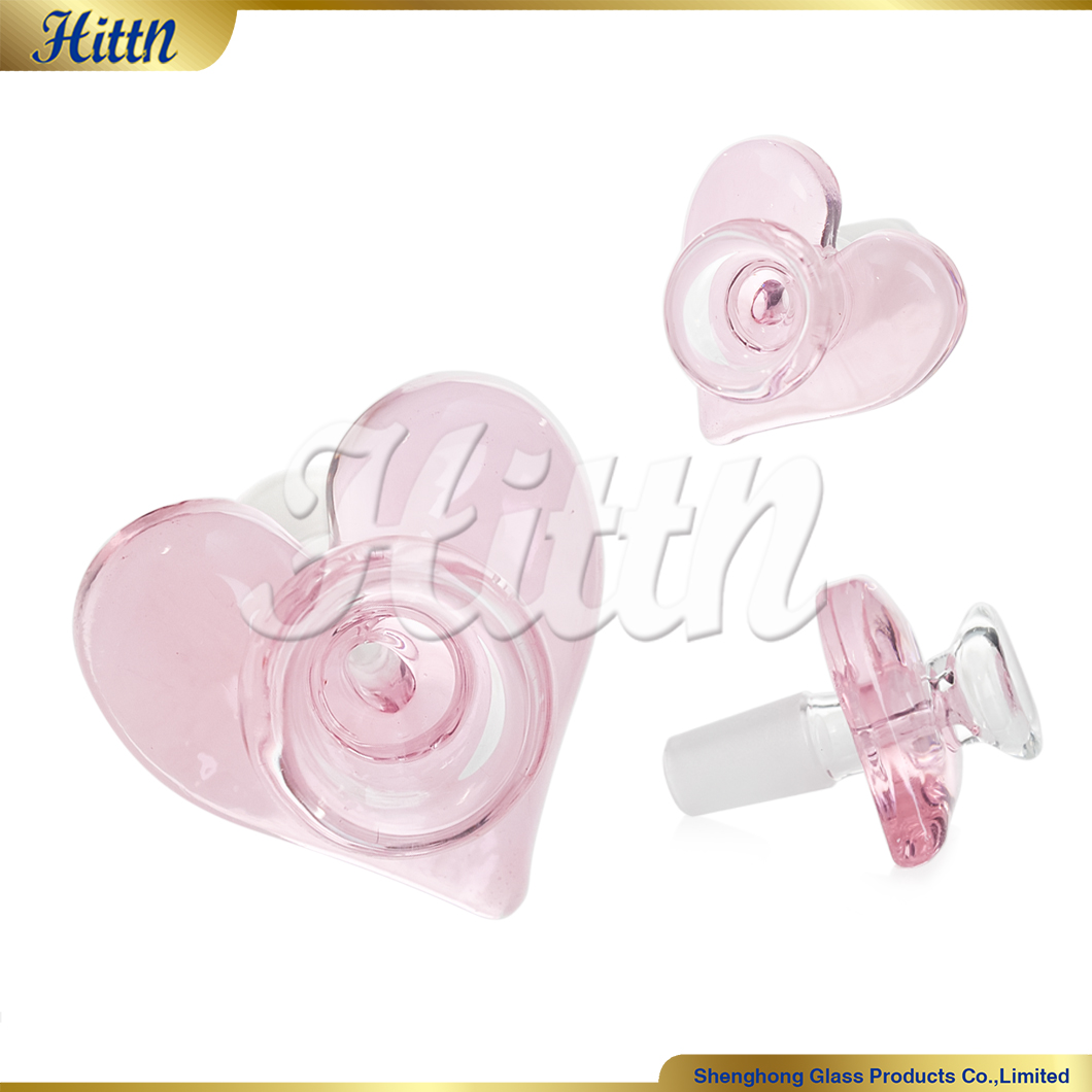 Cute 14mm Glass Bowl Love Heart Hookah Pink Male Joint Glass Bong Bowl Piece Tobacco Smoking Accessories for Glass Bong Smoking Pipe