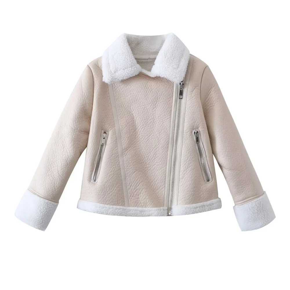 Women's Jackets UNIZERA 2023 Autumn/Winter New Womens Fashion Casual Edition Polo Neck Fur Integrated Jacket Coat J240708