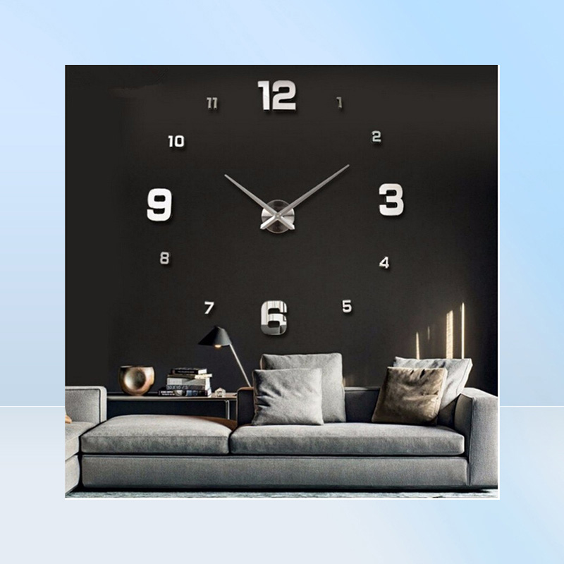 new arrival 3d real big wall clock modern design rushed Quartz clocks fashion watches mirror sticker diy living room decor 2011182584351