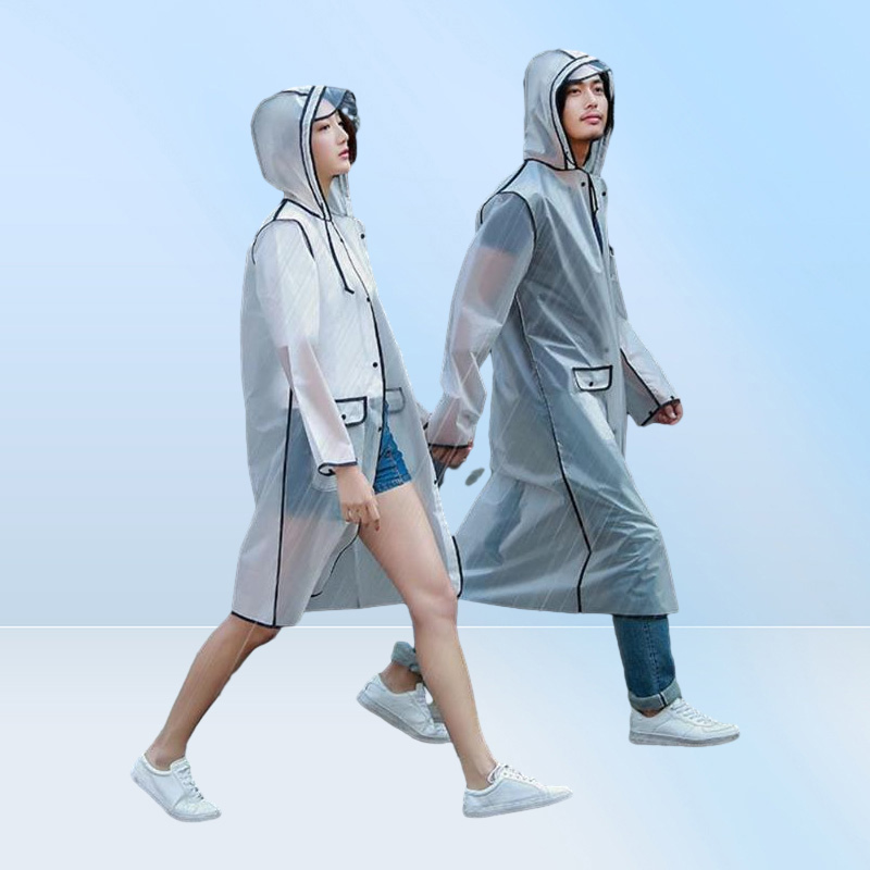 Raincoats Rain Coat Hood Waterproof Rainwear Adult Emergency Transparent EVA Unisex Poncho Hooded Cover Raincoat15058905