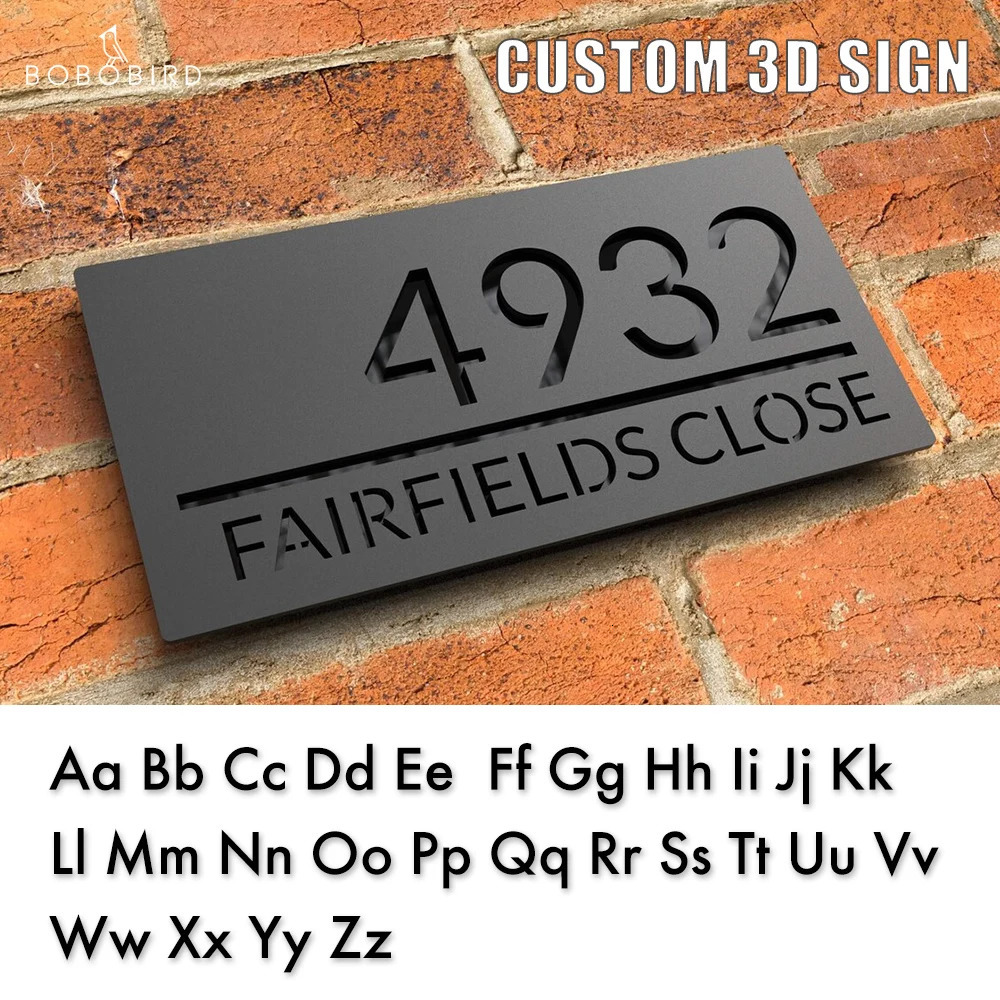 Custom Laser Cut 28/40/45cm Acrylic Matte Modern 3D Floating House Number sign Outdoor Street Family Name Plates Drop 231226