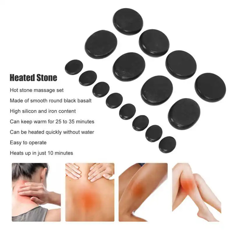 Massage Stones Kit Warming Reduce Pain Waterless Heating Heated Stone SPA Essential Oil Massage Rocks Set 231227