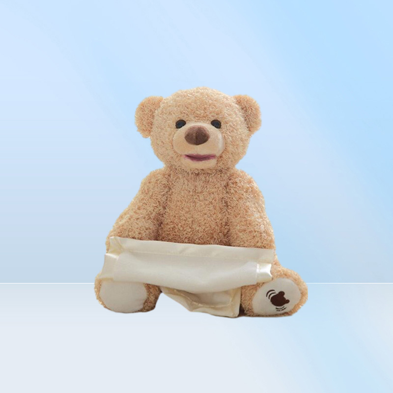 33cm Children039S Electric Plush Bear Hide And Seek Cute Music Bear Doll Birthday Gift 220217