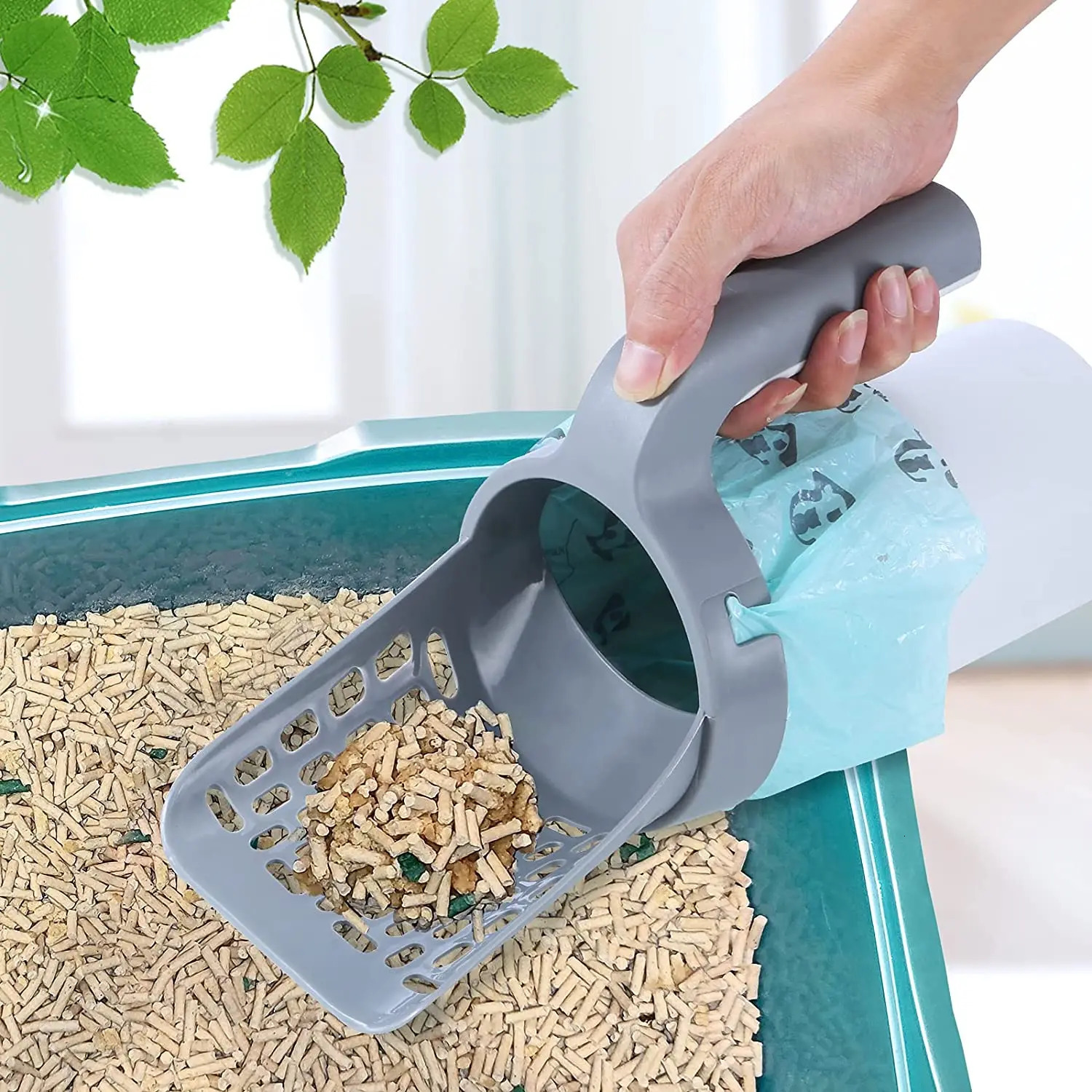 Cat Litter Shovel Scoop with Refill Bag For Pet Filter Clean Toilet Garbage Picker Supplies Box Self Cleaning 231226