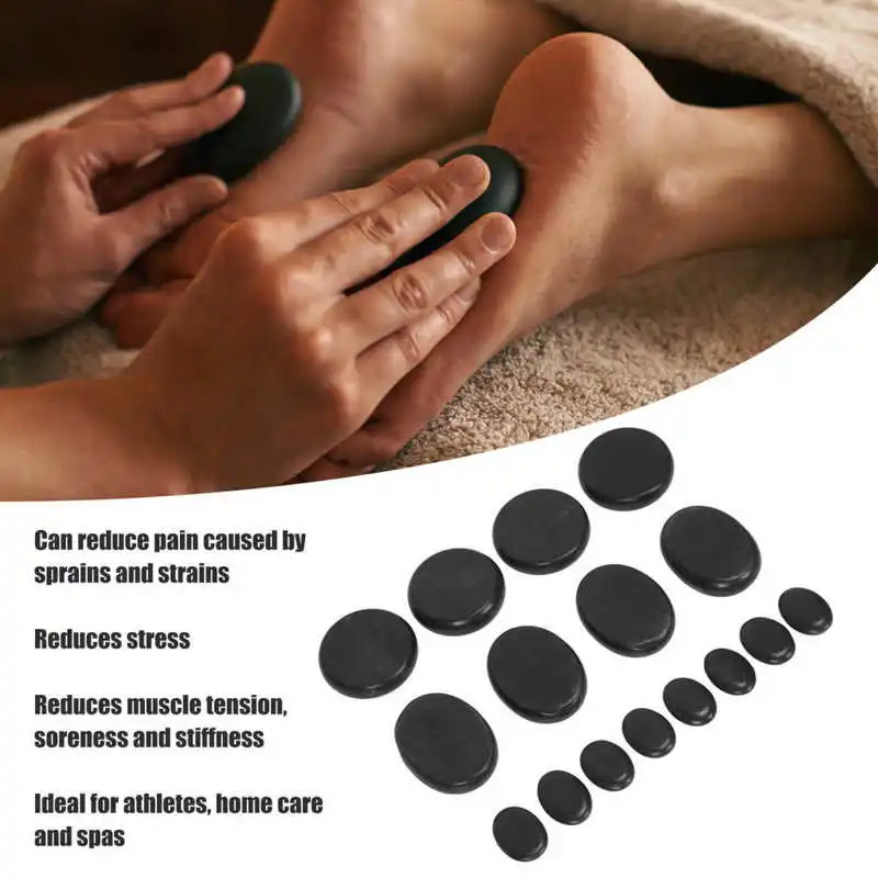 Massage Stones Kit Warming Reduce Pain Waterless Heating Heated Stone SPA Essential Oil Massage Rocks Set 231227