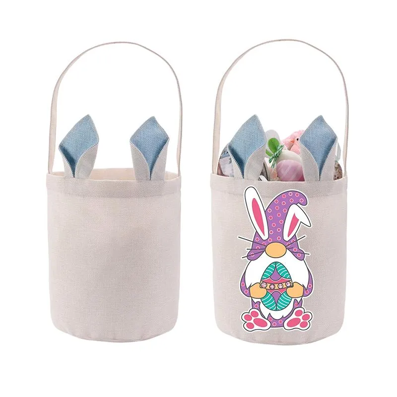 Sublimation Easter Bucket Festive DIY Blan Bunny Basket Portable Outdoor Shopping Bag With Rabbit Ears Cpa4210 2024