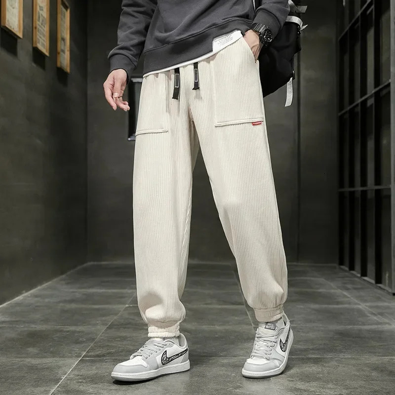 Autumn Winter Corduroy Sweatpants Men Baggy Joggers Fashion Streetwear Loose Casual Harem Pants Plus SIze 8XL 231226