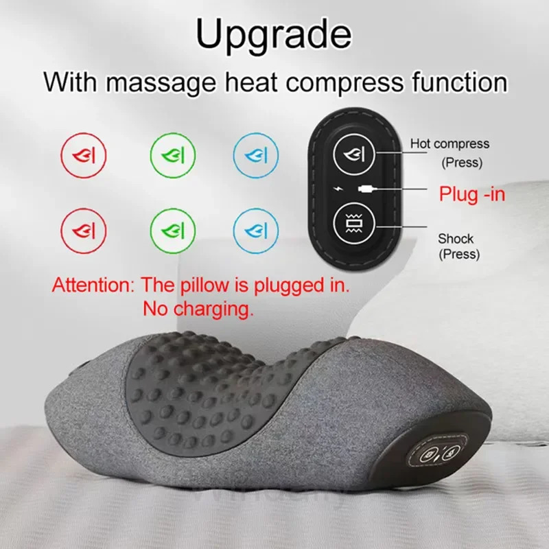 Compress Cervical Massage Pillow Relax Cervical Spine Vibration Massage Relieve Shoulder Neck Fatigue Neck Relax Massager 231227