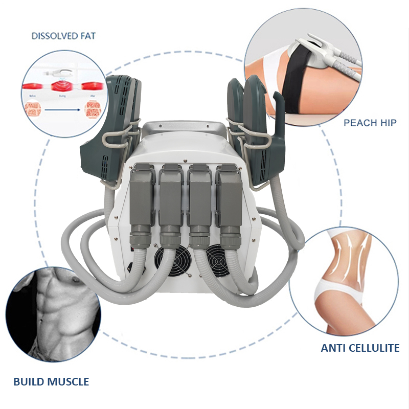 Portable emslim machines muscle stimulator ems slimming tesla sculpt body emt rf skin tighten machine 4 Handles