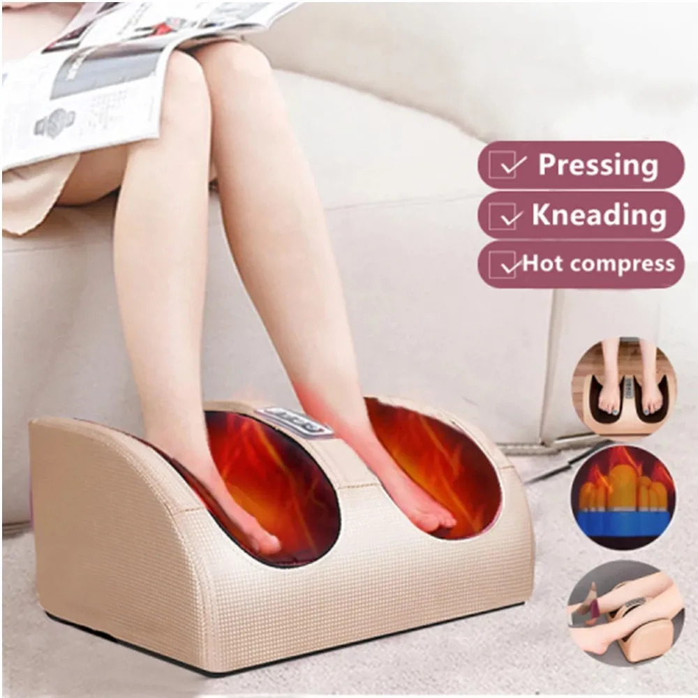 Compression Electric Foot Massager Heating Shiatsu Kneading Roller Muscle Relaxation Pain Relief Spa Machines 231226