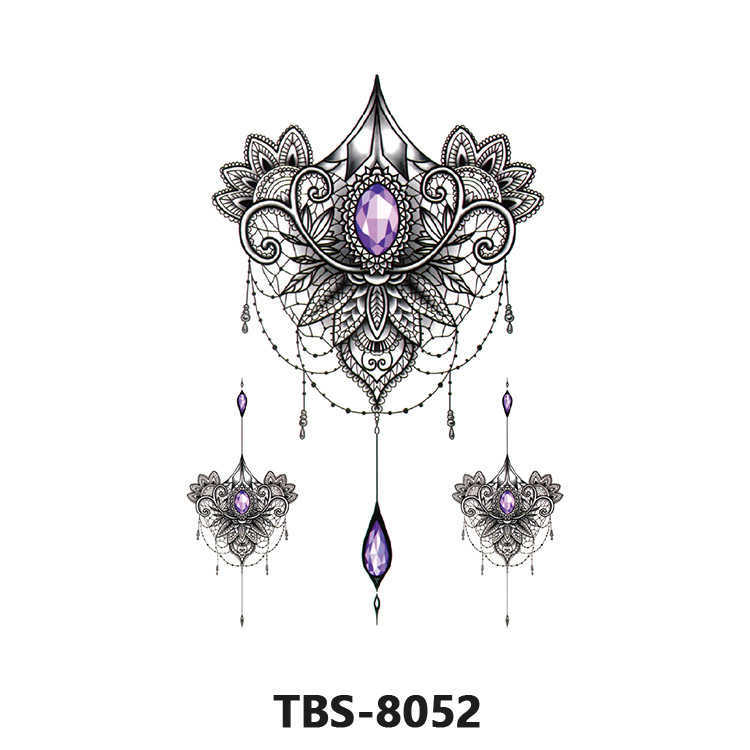 Personalized black and white colored totem tattoo sticker, waterproof durable small flower arm animal tattoo, temporary chest