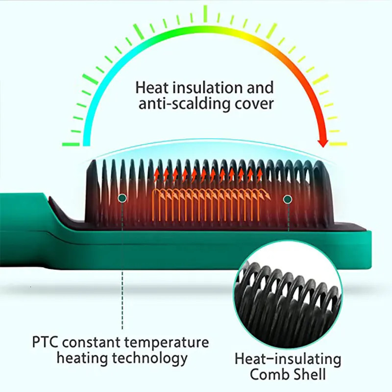 2 In 1 Electric Professional Negative Ion Hair Straightener Brush Curling Comb with Lcd Display Hair Curling Tool Straight Brush 231227