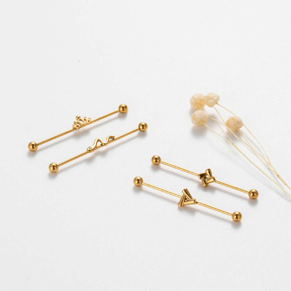 Straight Surgical Stainless Steel Industrial Barbell Helix Ear Bar Ball Cartilage Earring Stud Bling1.2mm Double Head Screw Rod Crown Bridgel Piercing