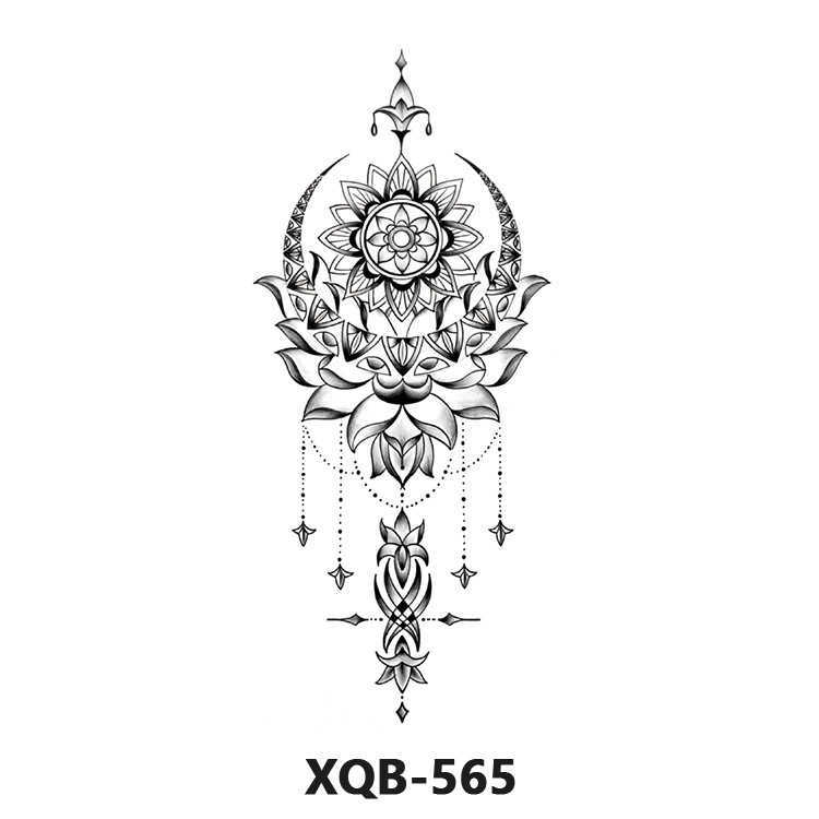 Half arm and small tattoo paste black white flower series