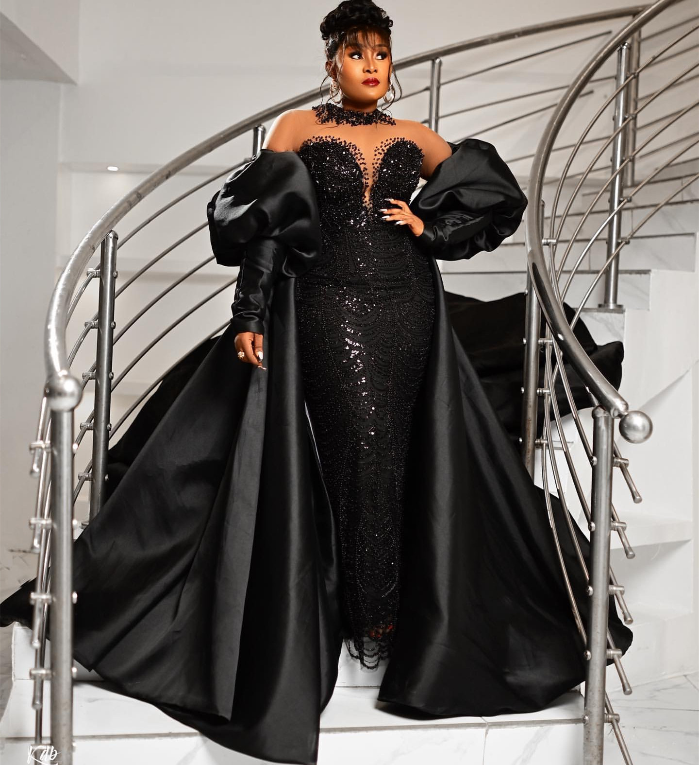2024 Aso Ebi Black Sheath Prom Dress Detachable Train Satin Beaded Evening Formal Party Second Reception Birthday Engagement Gowns Dresses Robe De Soi