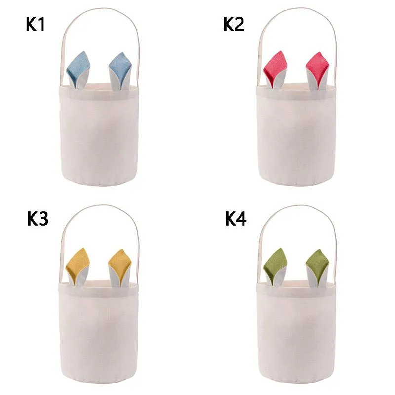 Sublimation Easter Bucket Festive DIY Blan Bunny Basket Portable Outdoor Shopping Bag With Rabbit Ears Cpa4210 2024