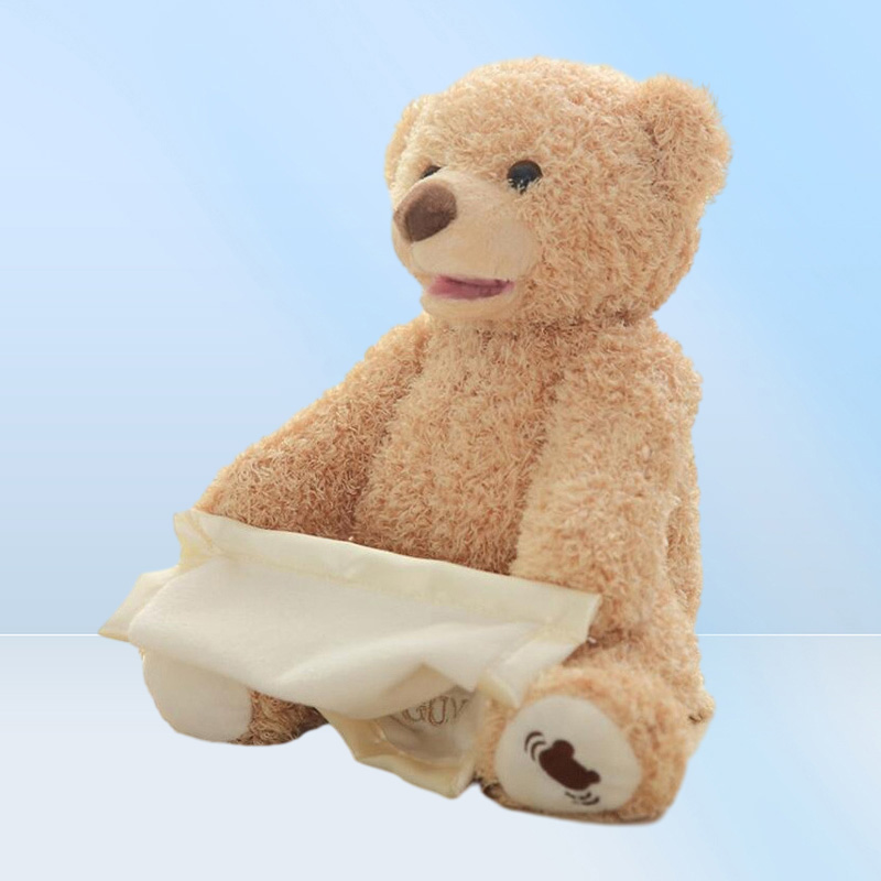 33cm Children039S Electric Plush Bear Hide And Seek Cute Music Bear Doll Birthday Gift 220217